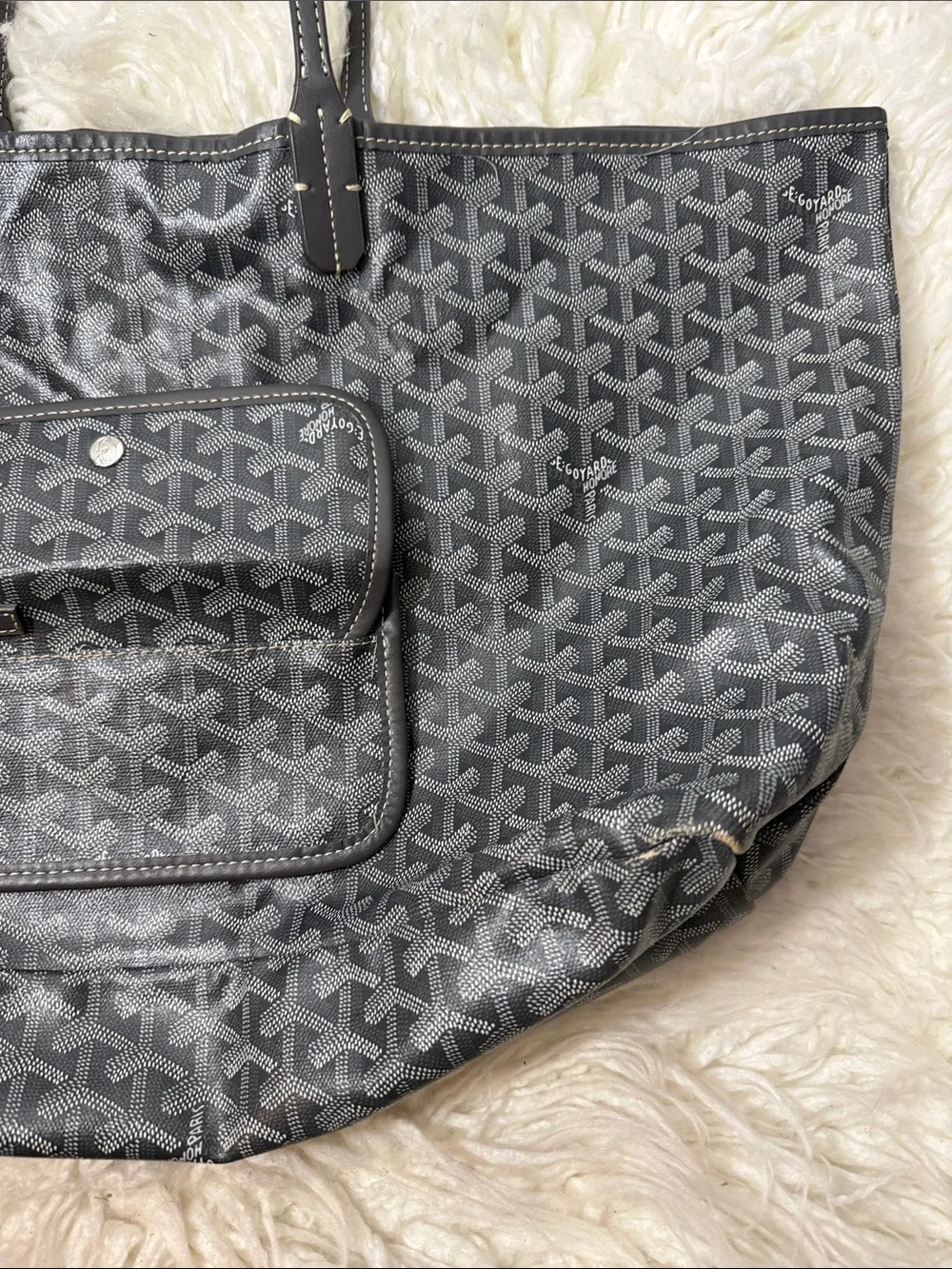 Re Posh Goyard Gray Tote Bag with Removable Pouch large
